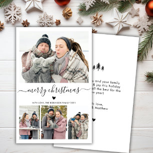 Budget Minimalist 4 Photo Collage Christmas Card