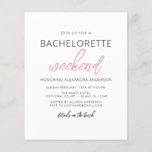 Budget Minimalist Bachelorette Weekend Party Flyer