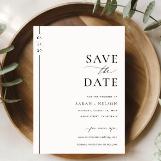 Budget Minimalist Black and White Wedding Save The Date