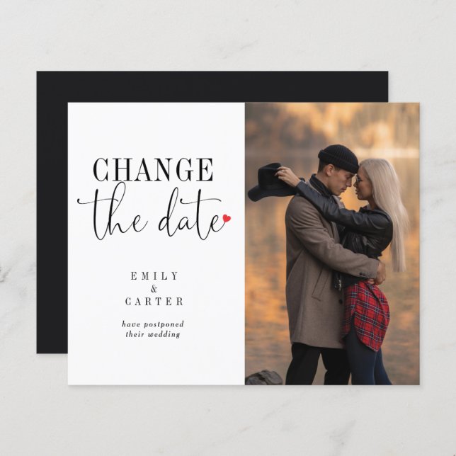 Budget Minimalist Black Change The Date Typography (Front/Back)