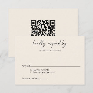 Budget Minimalist Black Ivory Modern Script RSVP Card