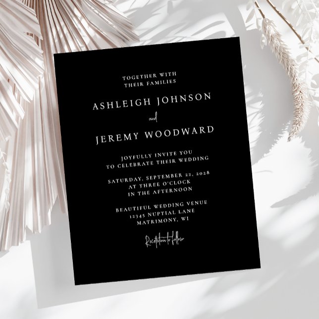 Budget Minimalist Black Wedding Invitation (Creator Uploaded)
