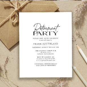 Budget Minimalist Black White Retirement Party