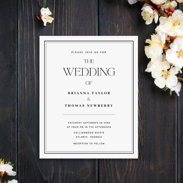 Budget Minimalist Black & White Wedding Invitation (Creator Uploaded)