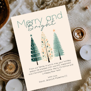 Budget Minimalist Boho Hand drawn Christmas Trees Card