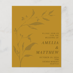 Budget Minimalist Botanical Yellow Wedding Invite