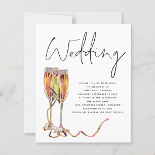 Budget Minimalist Champagne Wedding Invitation
