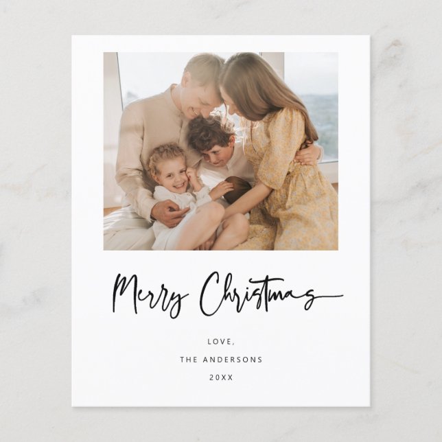 Budget Minimalist Christmas Holiday Photo Card (Front)