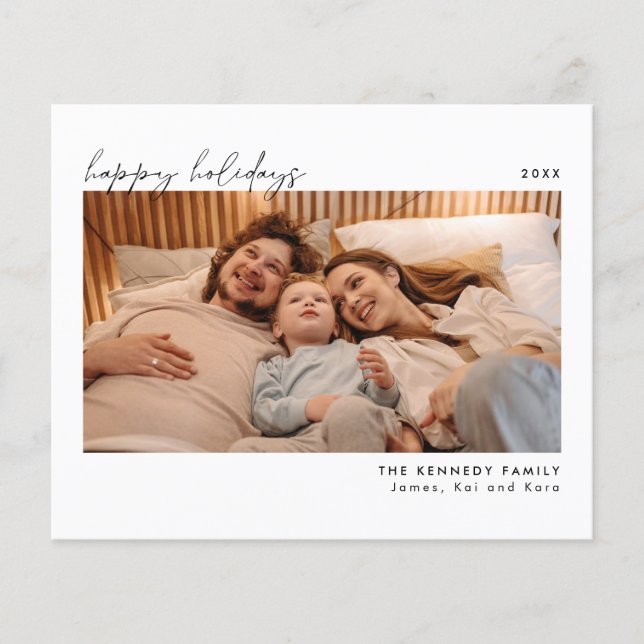 Budget Minimalist Christmas Holiday Photo Card (Front)