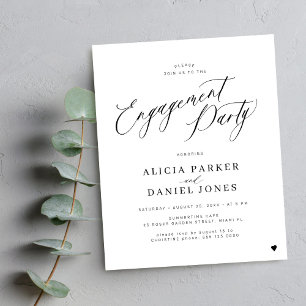 Budget minimalist engagement party invitation