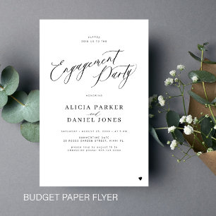 Budget minimalist engagement party invitation flyer