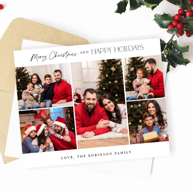 Budget Minimalist Five Photo Merry Christmas (Creator Uploaded)