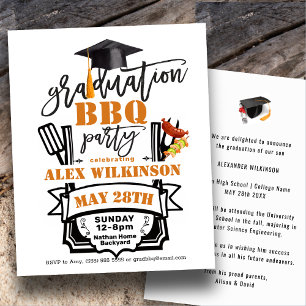 BUDGET Minimalist Graduation BBQ Party Invitation Flyer