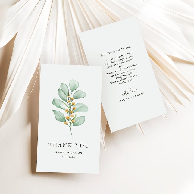Budget Minimalist Greenery Foliage Thank You Card (Creator Uploaded)