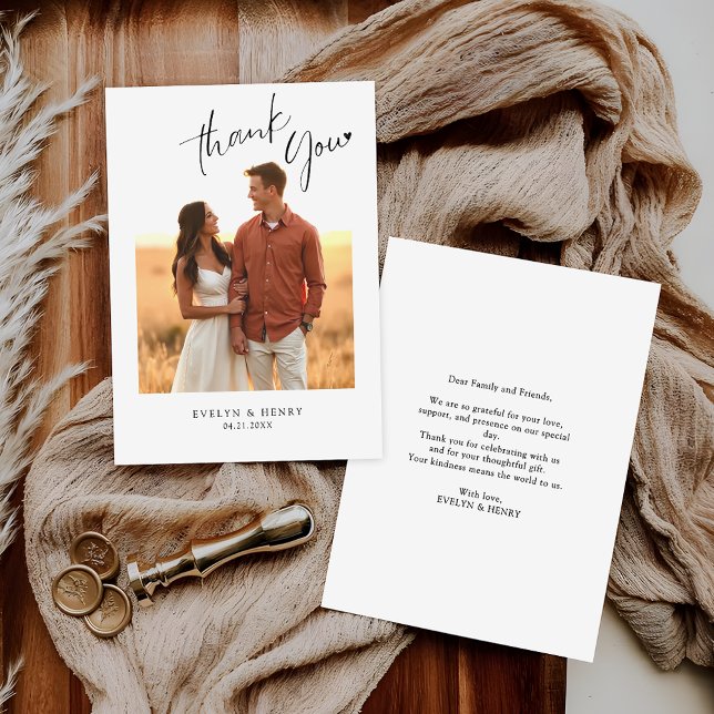 Budget Minimalist Handwritten Script Thank You Card (Creator Uploaded)