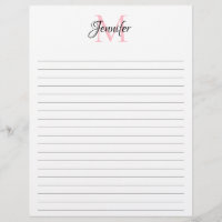 Budget Minimalist Lined Monogram Stationery Paper
