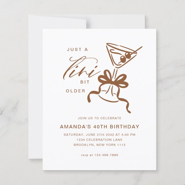 BUDGET Minimalist Martini Brown Birthday  (Front)
