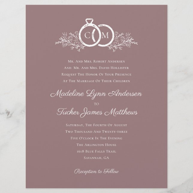Budget Minimalist Mauve Photo  Wedding Invitation  (Front)