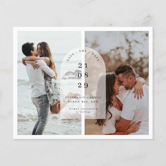 Budget Minimalist modern arch photo Save the Date  Flyer (Front)