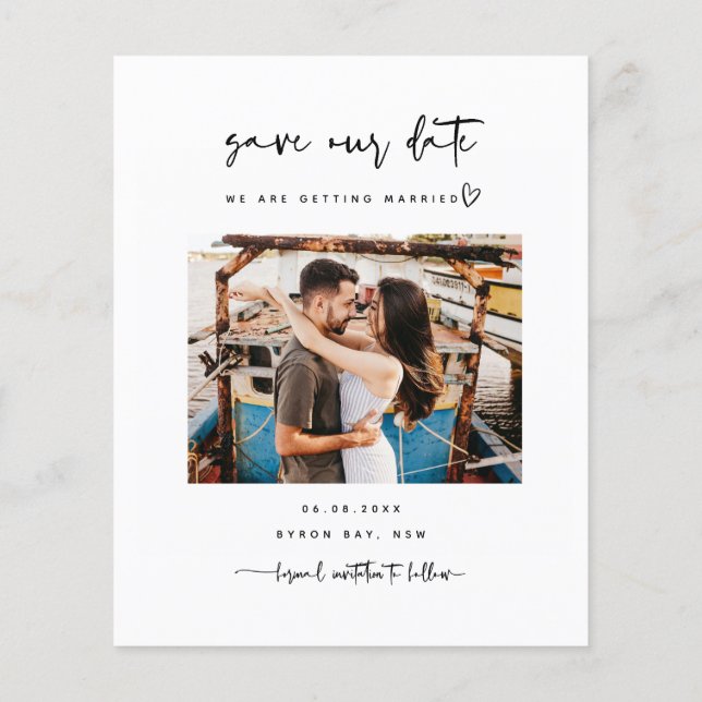 Budget Minimalist modern photo Save the Date Flyer (Back)