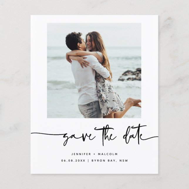 Budget Minimalist modern photo Save the Date Flyer (Front)