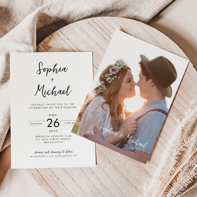 Budget Minimalist Modern Photo Wedding Invitation (Creator Uploaded)