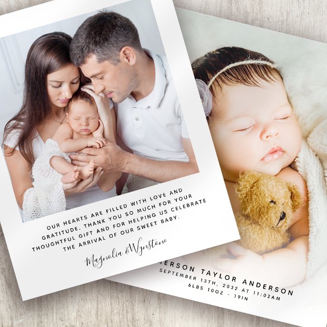 Budget Minimalist Photo Baby Thank You Card (Creator Uploaded)