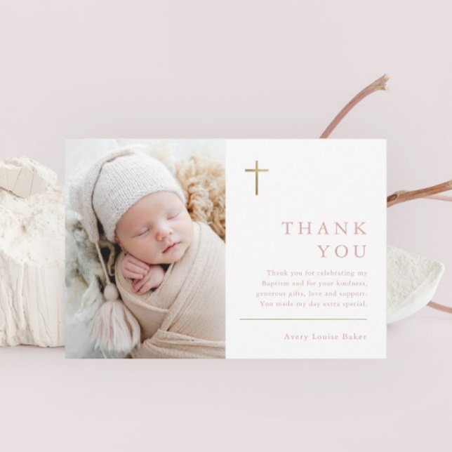 Budget Minimalist Photo Baptism Thank You Card (Creator Uploaded)