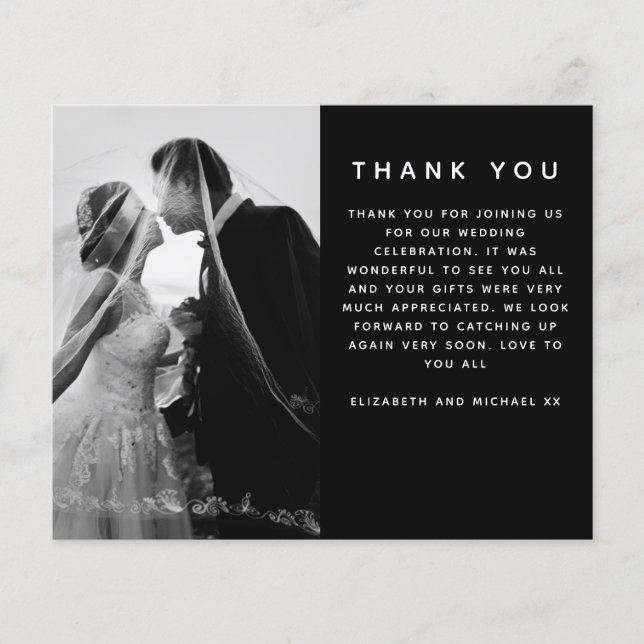 BUDGET Minimalist Photo Custom Wedding Thank You (Front)