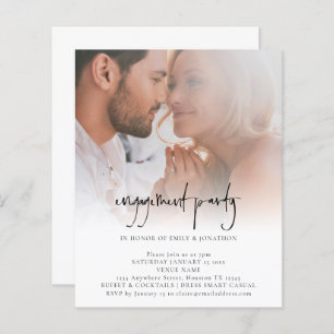 Budget Minimalist Photo Engagement Party Invite