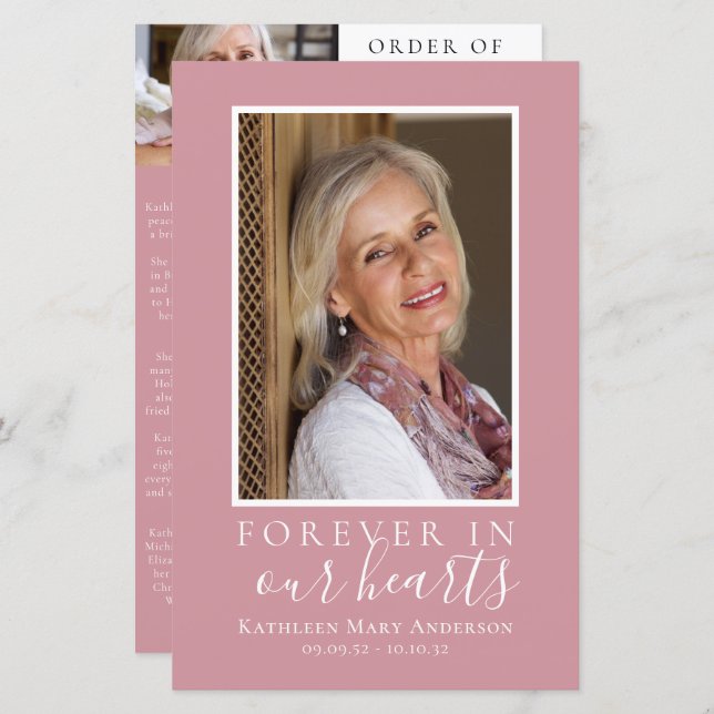 BUDGET Minimalist Photo Memorial Service Program (Front/Back)