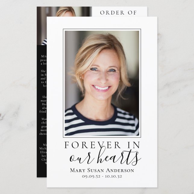 BUDGET Minimalist Photo Memorial Service Program (Front/Back)