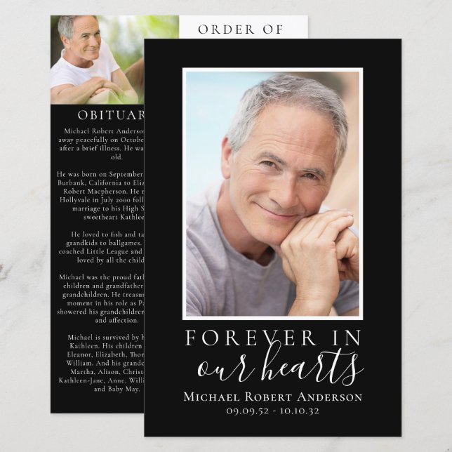 BUDGET Minimalist Photo Memorial Service Program (Front/Back)