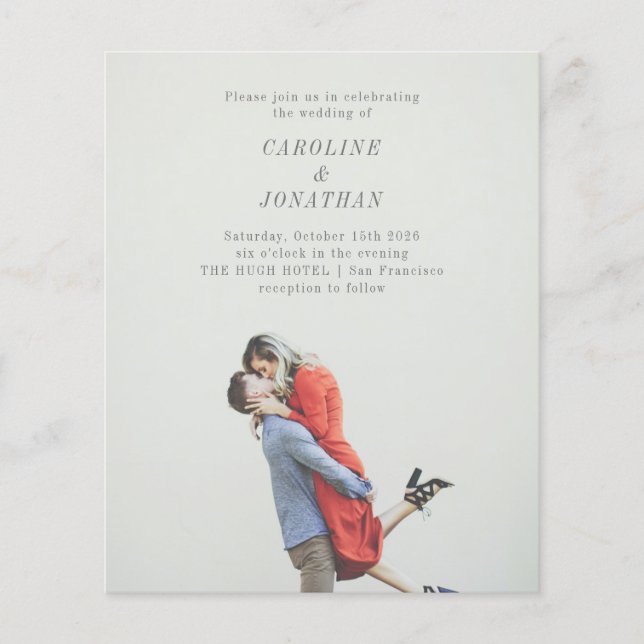 Budget Minimalist Photo Overlay Wedding Invite (Front)