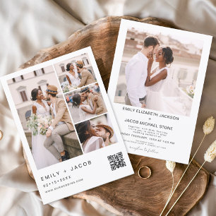 Budget Minimalist Photo QR code White Wedding