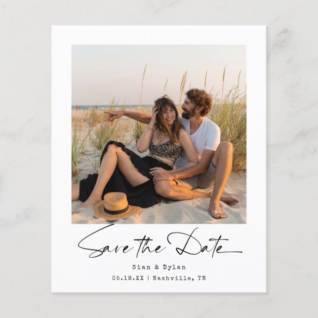 Budget Minimalist Photo Save the Date Flyer (Front)