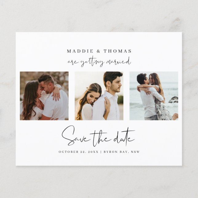 Budget Minimalist photo Save the Date Invitation Flyer (Front)