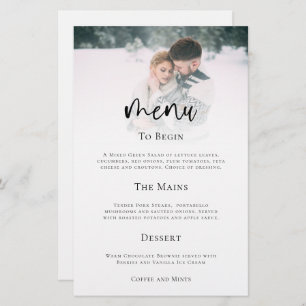 Budget Minimalist Photo Script Wedding Menu