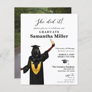 Budget Minimalist Photo She Did It Graduation