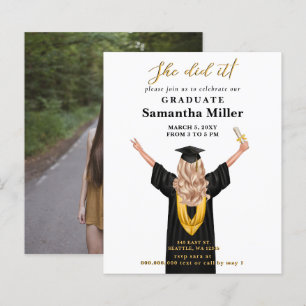 Budget Minimalist Photo She Did It Graduation