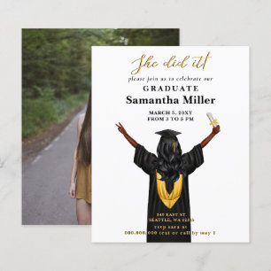 Budget Minimalist Photo She Did It Graduation