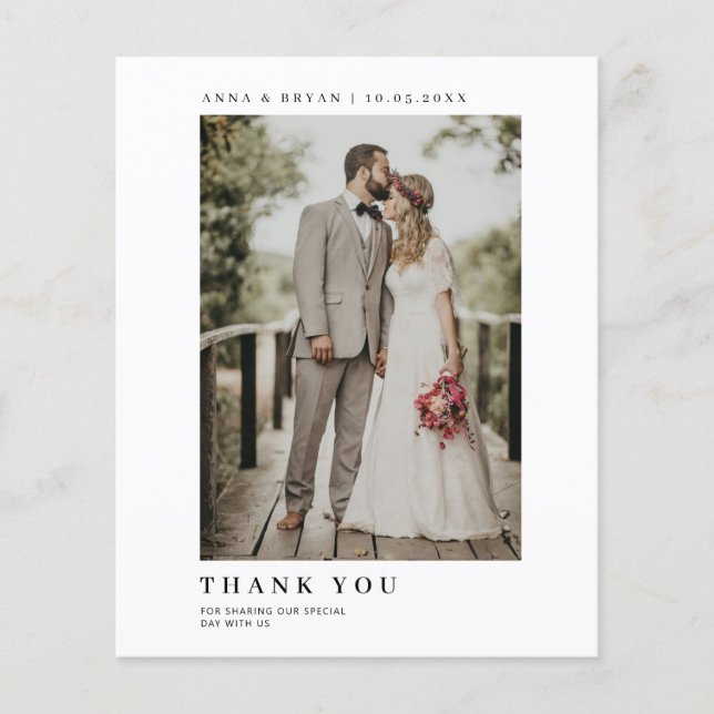 Budget Minimalist Photo Thank You Card (Front)