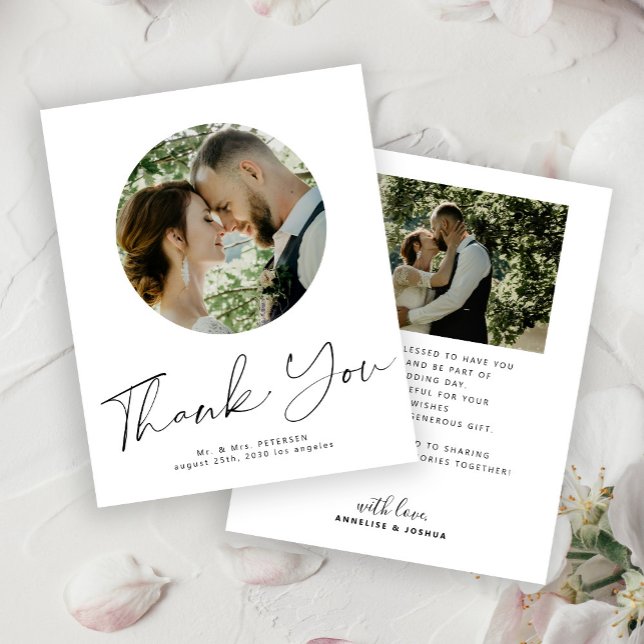 Budget minimalist photo wedding thank you card (Creator Uploaded)