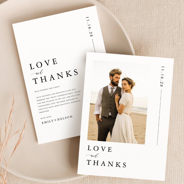 Budget Minimalist Photo Wedding Thank You Card (Creator Uploaded)