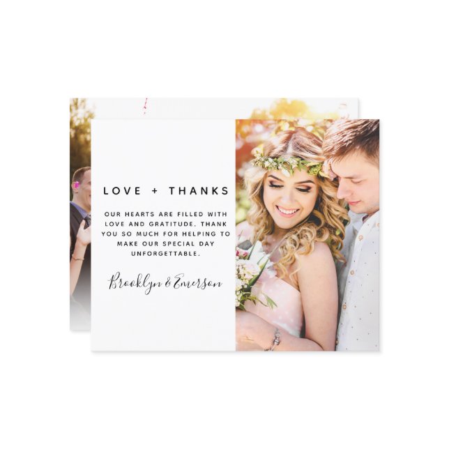 Budget Minimalist Photo Wedding Thank You Card (Front/Back In Situ)