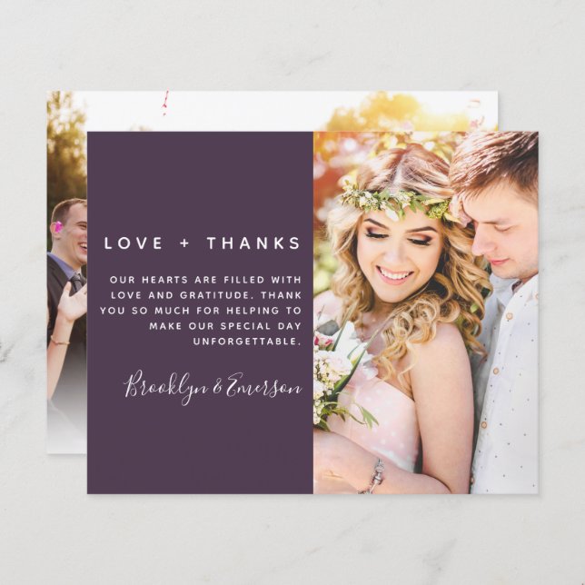 Budget Minimalist Photo Wedding Thank You Card (Front/Back)