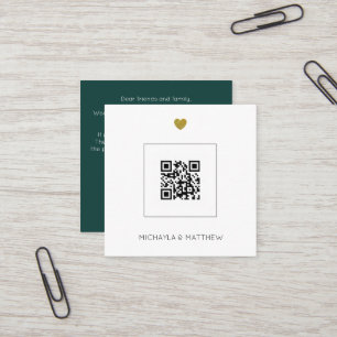Budget Minimalist QR Code Green Wedding Invitation