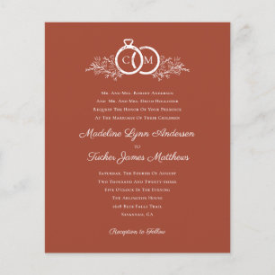 Budget Minimalist Rust Photo Wedding Invitation