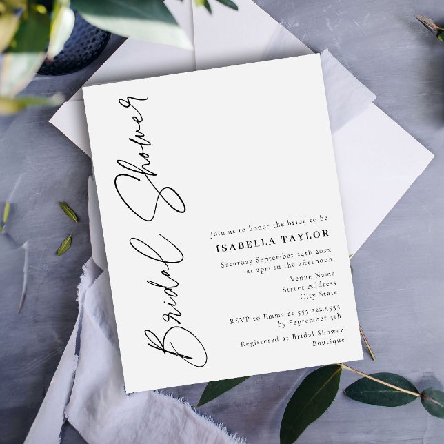 Budget Minimalist Script Black Bridal Shower (Creator Uploaded)