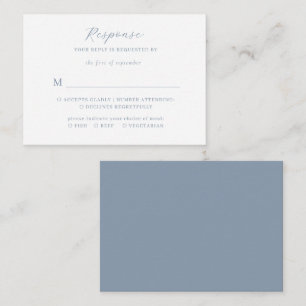 BUDGET Minimalist Script Dusty Blue Wedding Rsvp Enclosure Card